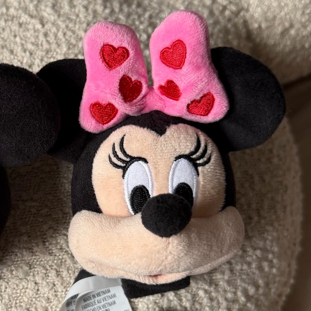 Minnie Mouse Pink Heart Bow Headband Plush NWT